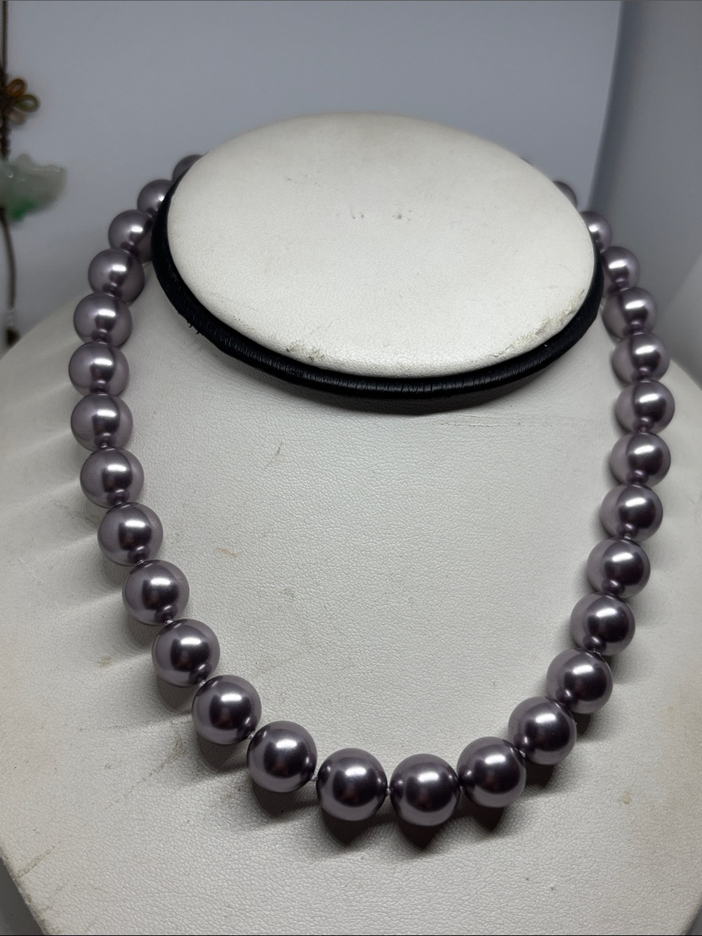 12mm Swarovski crystal Pearl Bead Necklace. Mauve color. 17.5” magnetic clasp